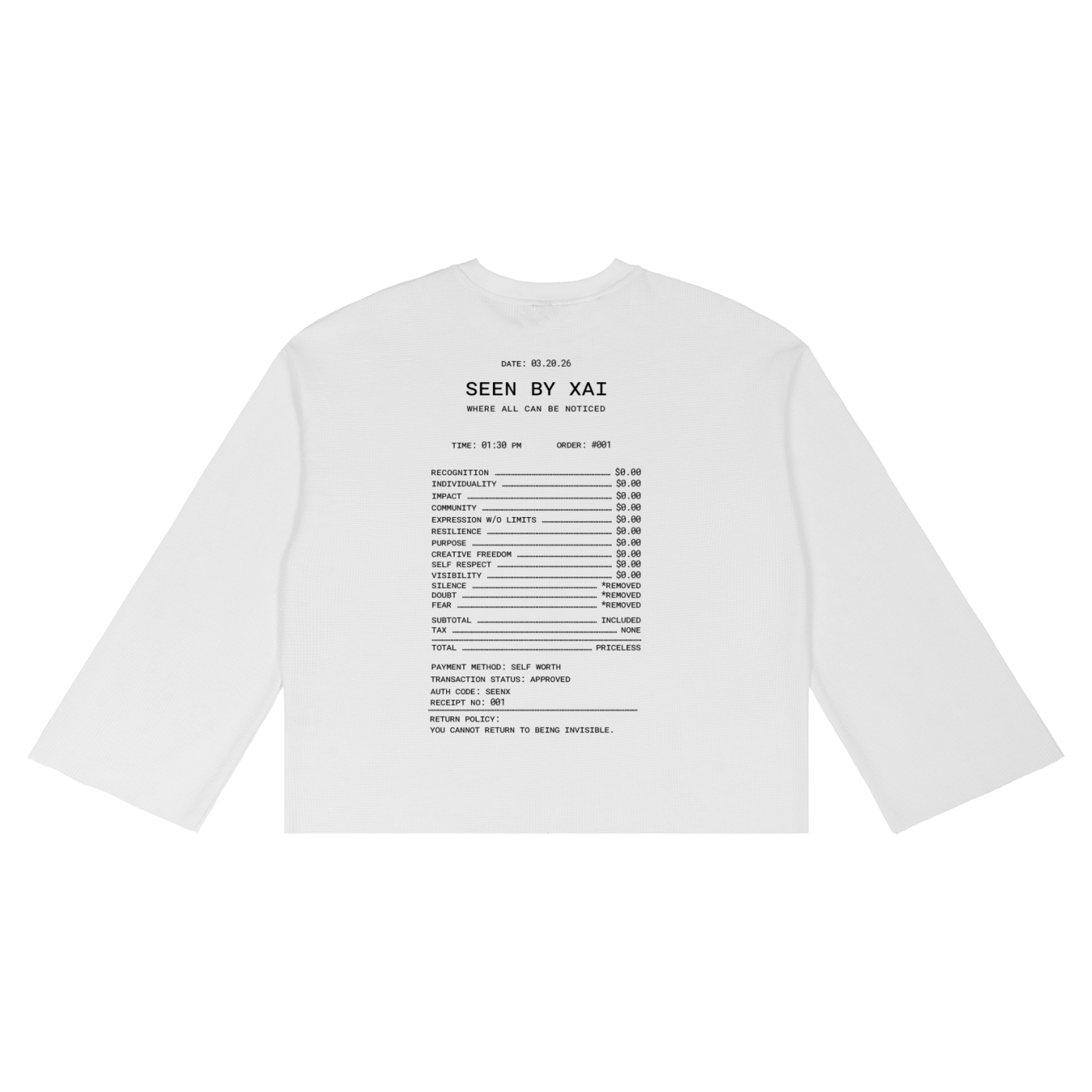 Waffle Receipt w/ Raw Edge
